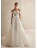 Off Shoulder Ivory Lace Tulle Corset Back Chic Wedding Dress